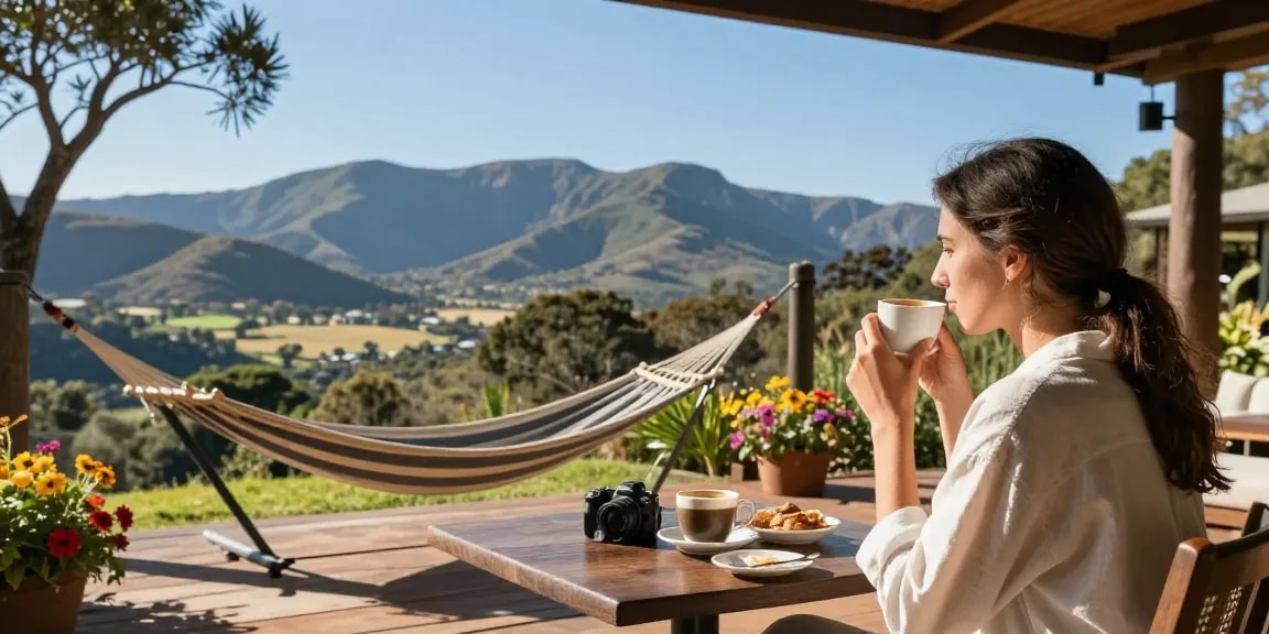 Magaliesburg Accommodation retreat with stunning mountain views and cozy outdoor setting.