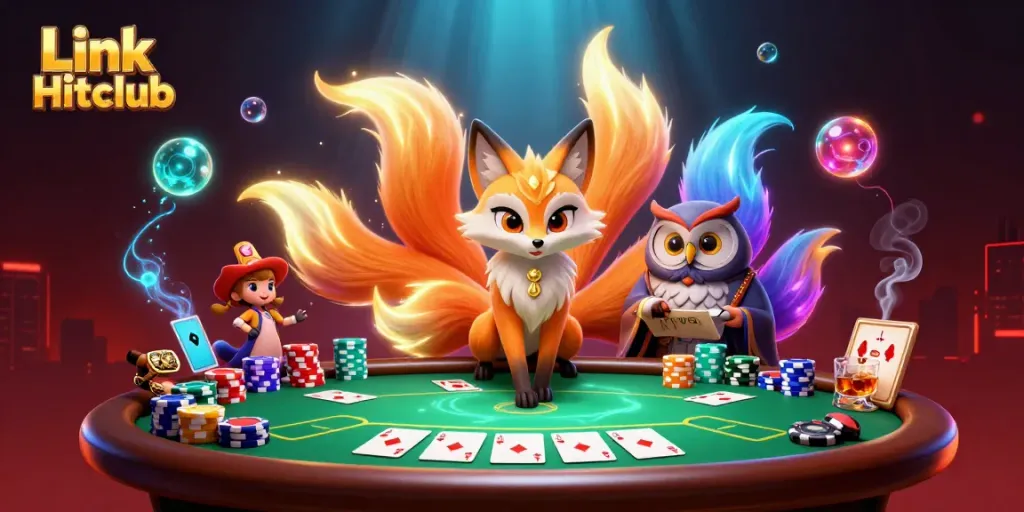 Experience gaming excitement with Link Hitclub's vibrant 3D rendering of casino action.