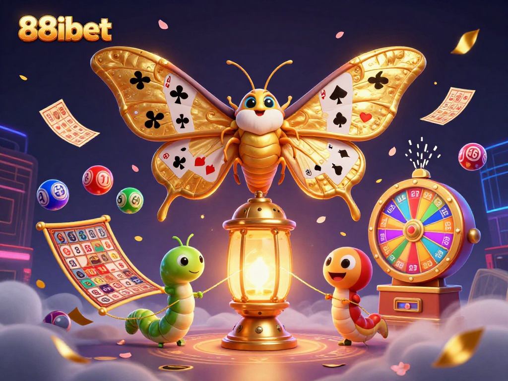 Experience the excitement of 88ibet with vivid casino scenes and dynamic lottery elements.