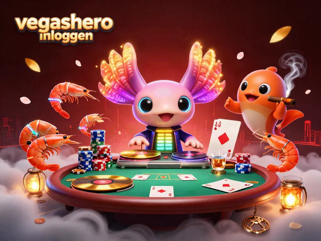 Engage with the vibrant vegashero inloggen scene featuring animated characters and poker elements.
