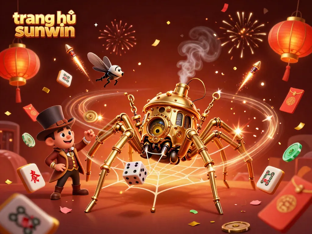 Experience thrilling gameplay at trang chủ sunwin with a dynamic steampunk casino scene featuring golden spider and flying gentleman.